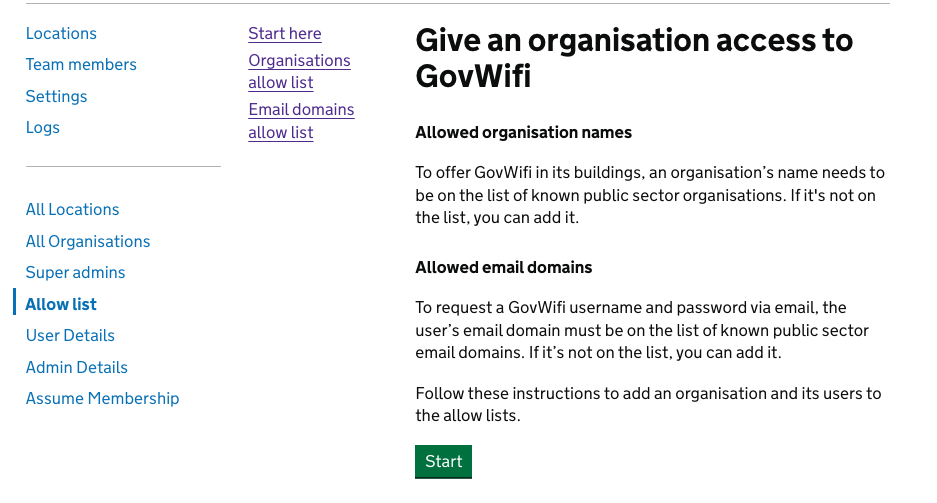 Give an organisation access to GovWifi