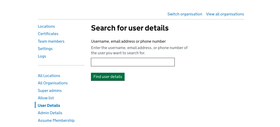 Enter the user details
